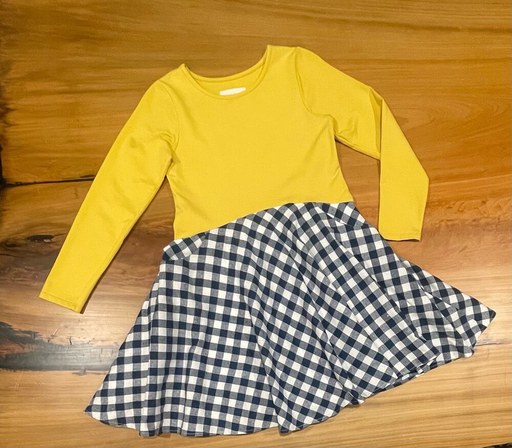 Mabel + Honey Boutique Lemon Yellow Navy Gingham Dress Size 10